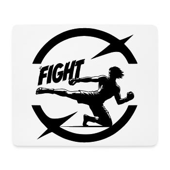 Cooles Kickboxer Emblem mit Fight Text - Mousepad (Querformat) - Weiß - Vorne
