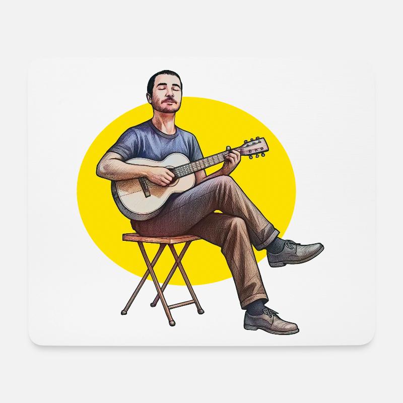 AKUSTISCHER GITARRIST – Klang & Bild - Mousepad (Querformat) - Weiß