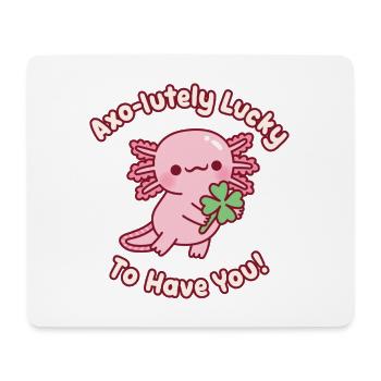 Mignon Axolotl Trèfle Axo-Lutely Lucky To Have To - Tapis de souris (format paysage) - blanc - Devant