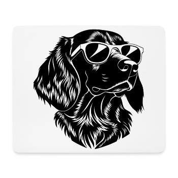 Lustiger Hundekopf mit Sonnenbrille - Mousepad (Querformat) - Weiß - Vorne