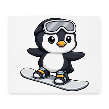 Cute Penguin Snowboard Winter Sports Cartoon - Mouse Pad (horizontal) - white - Front