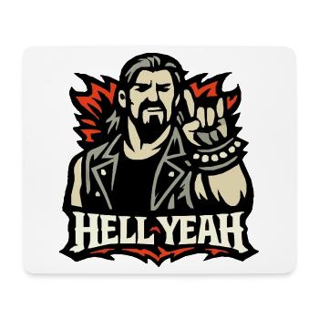 Hell Yeah Metal Zeichen Motiv - Mousepad (Querformat) - Weiß - Vorne