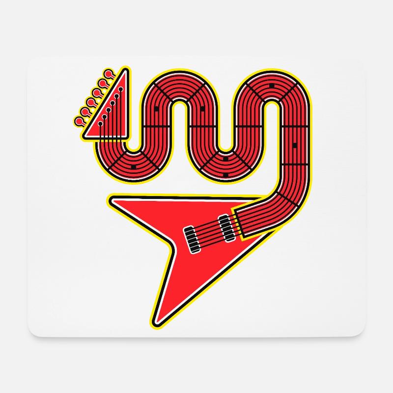 Red Abstract Shape Electric Guitar - Mouse Pad (horizontal) - white