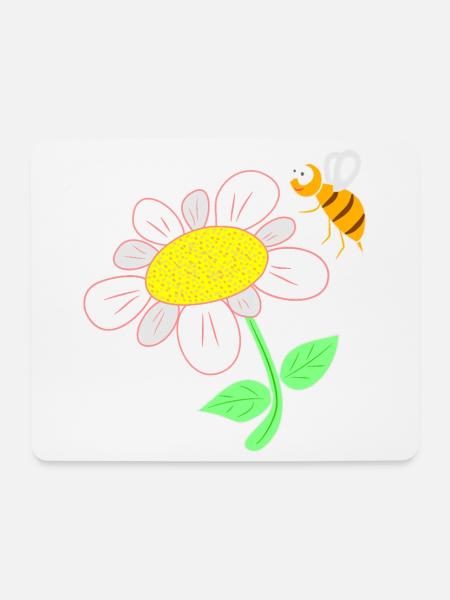 Biene die zur Blüte fliegt - Mousepad (Querformat) - Weiß