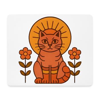 Chat du soleil avec couronne de fleurs - Tapis de souris (format paysage) - blanc - Devant