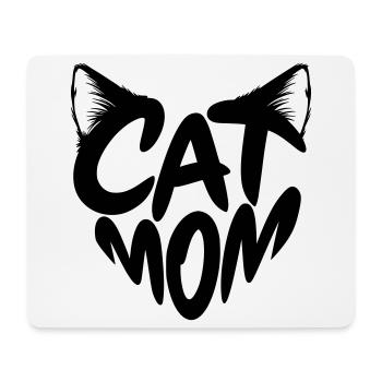 Cat Mom, Katzenmama Herz Typo mit Katzenohren - Mousepad (Querformat) - Weiß - Vorne
