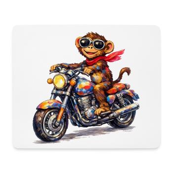 Singe coloré à moto - Tapis de souris (format paysage) - blanc - Devant