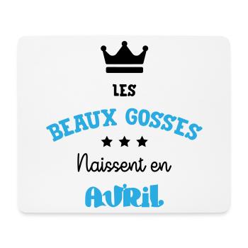 Cadeau naissance bébé garçon Avril Beaux Gosses - Tapis de souris (format paysage) - blanc - Devant