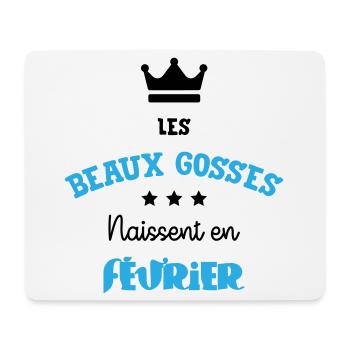 Cadeau naissance bébé garçon Février Beaux Gosses - Tapis de souris (format paysage) - blanc - Devant