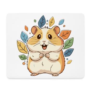 Kuscheliger Hamster mit Herbstblättern - Mousepad (Querformat) - Weiß - Vorne