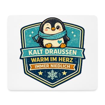 Kalt Draußen Warm Im Herz Pinguin - Mousepad (Querformat) - Weiß - Vorne