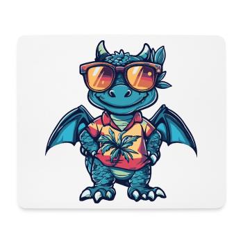 Drache Comic Urlaub - Mousepad (Querformat) - Weiß - Vorne