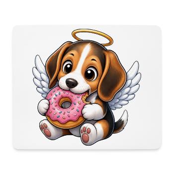 Mignon ange Rapetou avec des ailes en forme de beignet cartoon - Tapis de souris (format paysage) - blanc - Devant