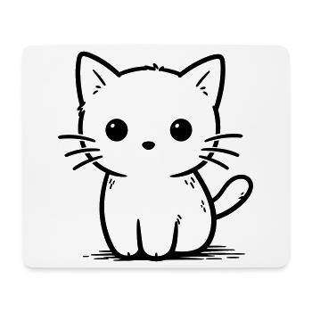 Silhouette de chat nocturne avec des yeux - Tapis de souris (format paysage) - blanc - Devant