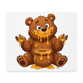 Dessin animé Honey Bear avec Pot - Tapis de souris (format paysage) - blanc - Devant