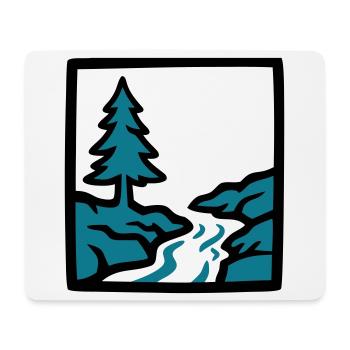 Logo de la nature de la forêt de la rivière - Tapis de souris (format paysage) - blanc - Devant