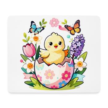 Chick in Floral Egg Hatch - Mouse Pad (horizontal) - white - Front