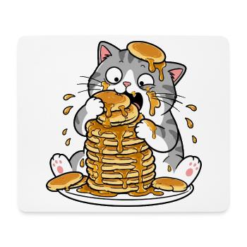 Dessin animé drôle du Chat aux Crêpes - Tapis de souris (format paysage) - blanc - Devant