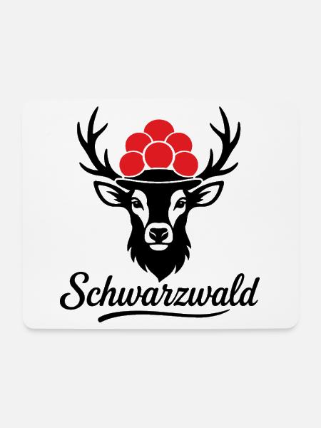 Schwarzwald Hirschgeweih Bollenhut Black Forest - Mousepad (Querformat) - Weiß