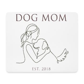 Hundemama Linienkunst mit Welpen - Mousepad (Querformat) - Weiß - Vorne