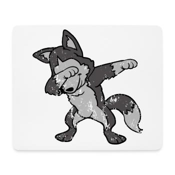 Retro Vintage Grunge Style Dabbing Dab Wolf Husky - Mousepad (Querformat) - Weiß - Vorne