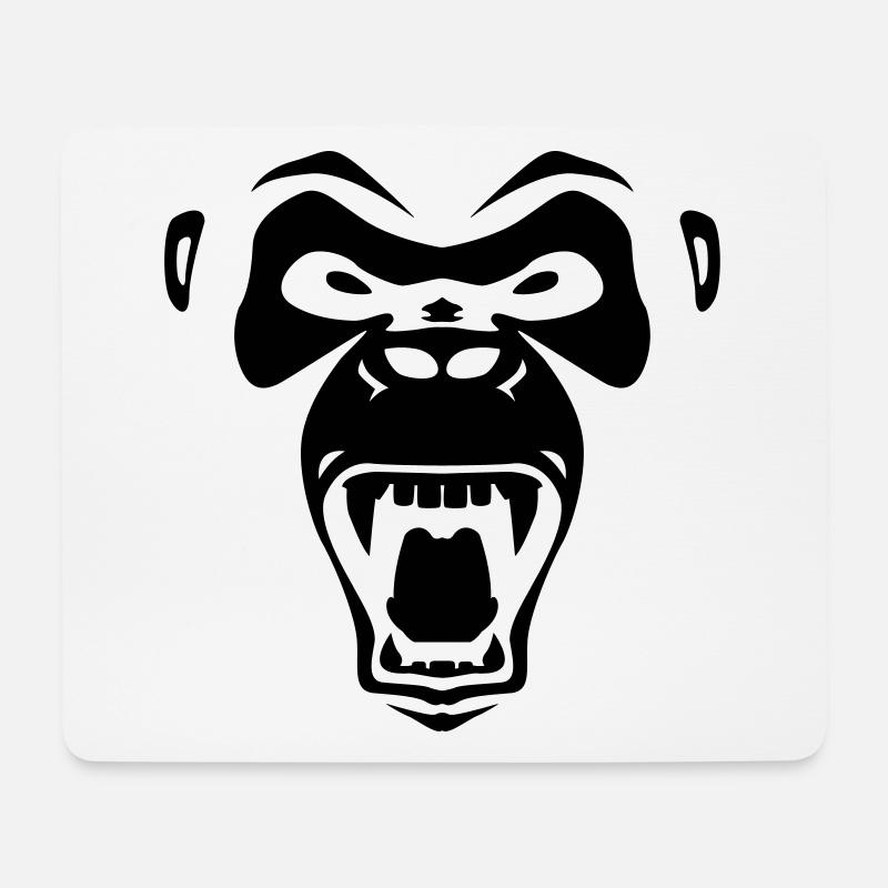 Wild monkey shows teeth - Mouse Pad (horizontal) - white