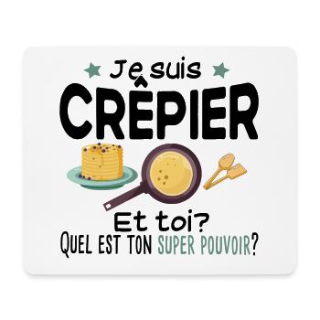 Crêpier Crêpe Super Pouvoirs Cadeau Humour Gaufre - Tapis de souris (format paysage) - blanc - Devant