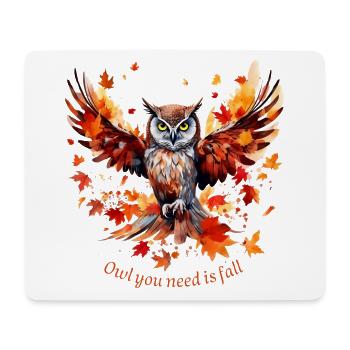 Herbst Eule - Mousepad (Querformat) - Weiß - Vorne