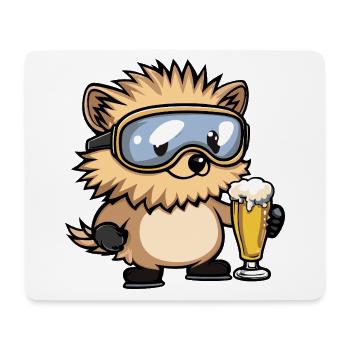 Hedgehog Après Ski Beer Comic - Mouse Pad (horizontal) - white - Front