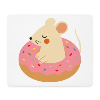 Cute Mouse in a Donut – Playful Animal Motif - Mouse Pad (horizontal) - white - Front