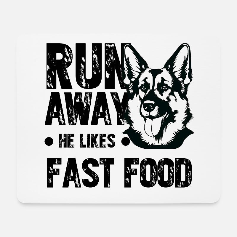 Lauf weg, er mag Fast Food - Mousepad (Querformat) - Weiß