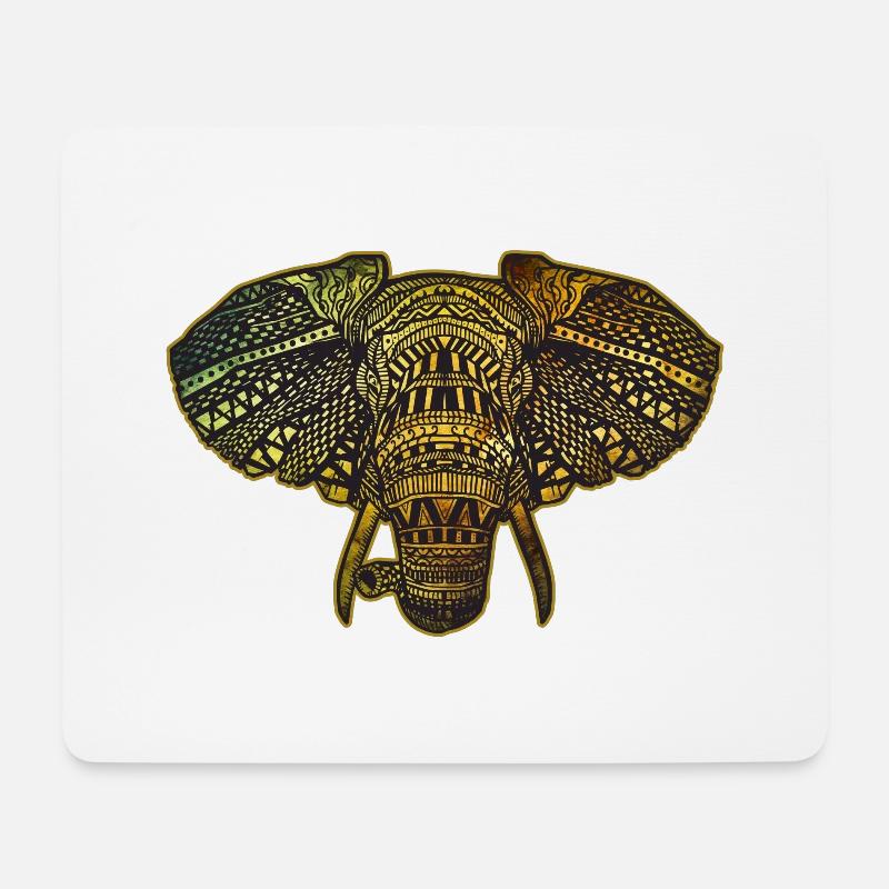 Elefant Mandala Indien Afrika - Mousepad (Querformat) - Weiß
