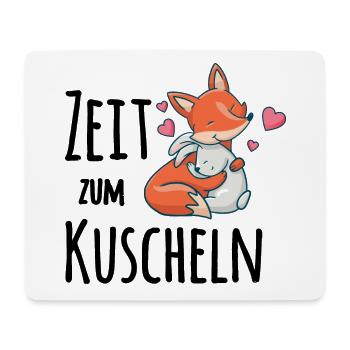 Fuchs und ein Kaninchen die mit einander Kuscheln - Mousepad (Querformat) - Weiß - Vorne