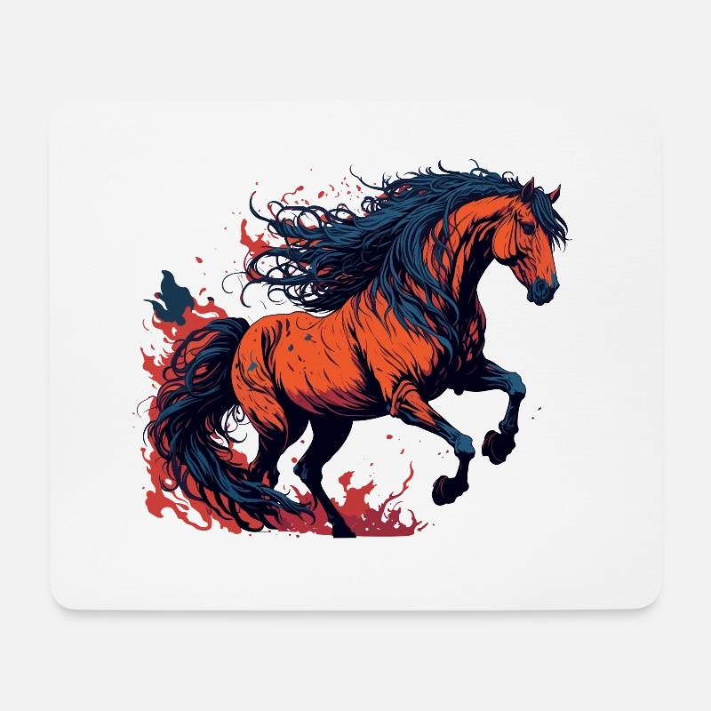 Pferd im Stil des Anime Menga - Mousepad (Querformat) - Weiß