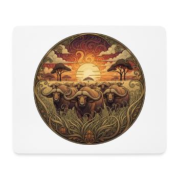 Art circulaire du coucher de soleil du gnou - Tapis de souris (format paysage) - blanc - Devant