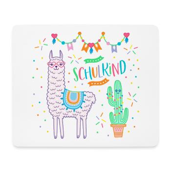 Schulkind Einschulung 2025 Mädchen rosa Lama - Mousepad (Querformat) - Weiß - Vorne