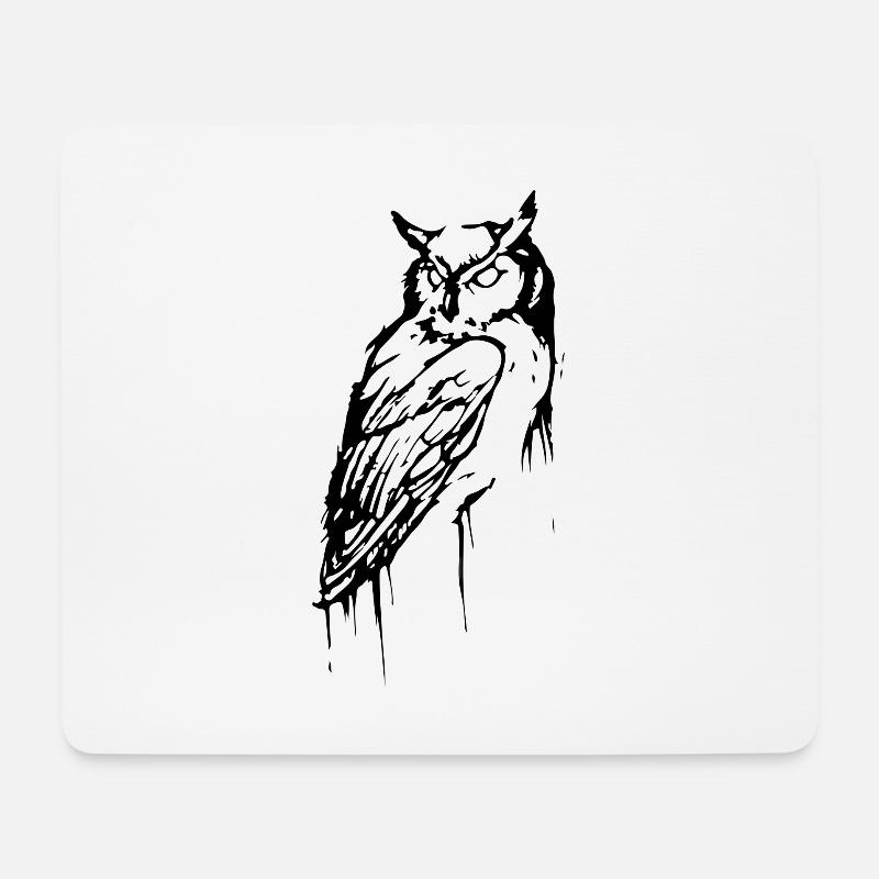Eule - Düster - Unheimlich - Mousepad (Querformat) - Weiß