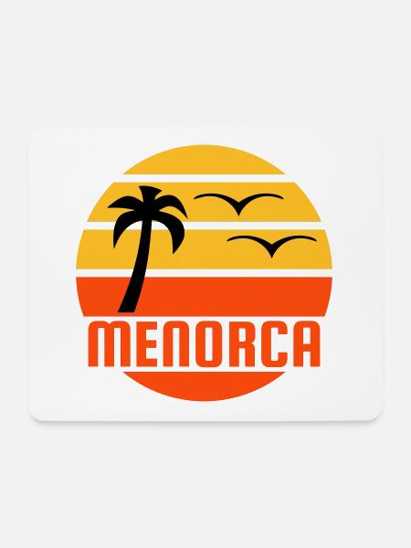 Menorca (Sonne, Palme, Vögel) - Mousepad (Querformat) - Weiß