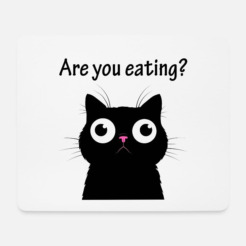 YANACAT Schwarze Katze ist hungrig Magnet Kühlschrank Lustig - Mousepad (Querformat) - Weiß