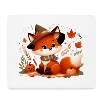 Fuchs Herbst 6 - Mousepad (Querformat) - Weiß - Vorne
