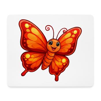 Oranger Schmetterling - Mousepad (Querformat) - Weiß - Vorne