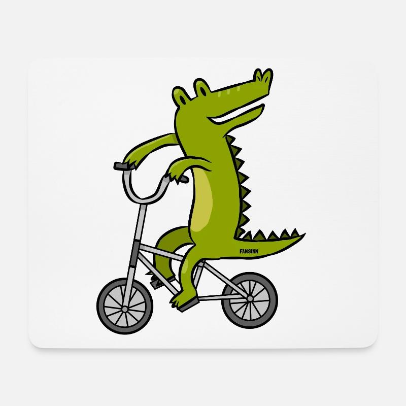 Krokodil Alligator Reptil Fahrrad Kinder Geschenk - Mousepad (Querformat) - Weiß