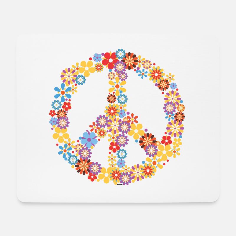 Hippie Peace Liebe Blumen Kinder Geschenk Hipster - Mousepad (Querformat) - Weiß