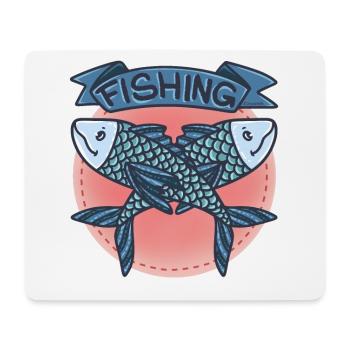 Pêche poissons lac rivière étang nageoire appât cadeau - Tapis de souris (format paysage) - blanc - Devant