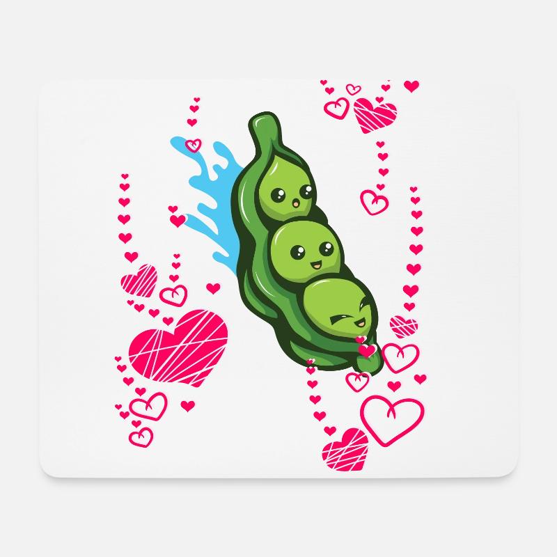 Erbse Gemüse Vegan Liebe Herz - Mousepad (Querformat) - Weiß