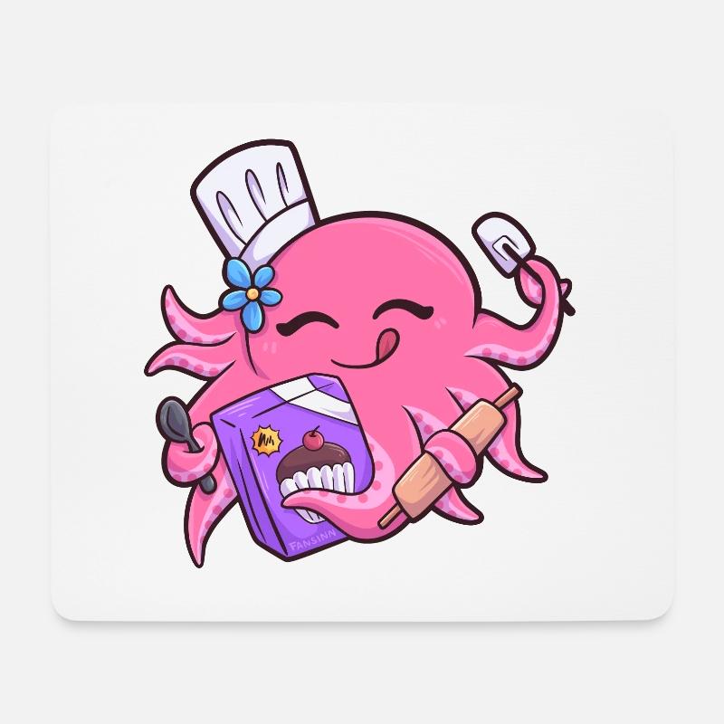 Oktopus Kochen Küche Tintenfisch Krake - Mousepad (Querformat) - Weiß