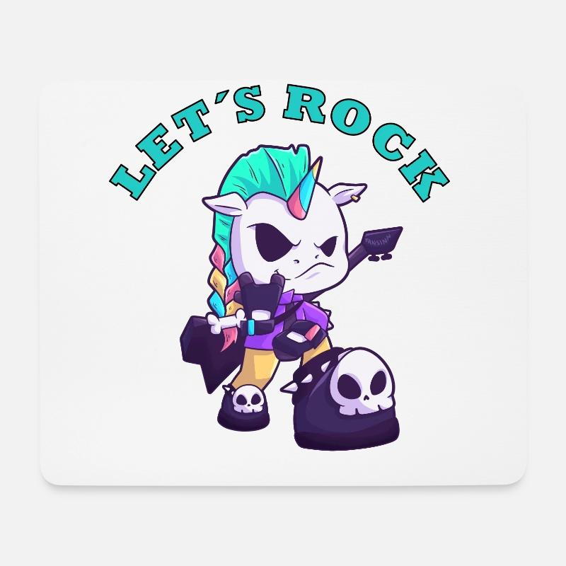 Let´s Rock Einhorn Metal Musik Unicorn - Mousepad (Querformat) - Weiß