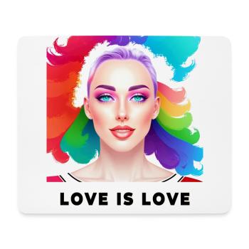 Cute LGBT Girl Colorful Love is Love Pride - Mouse Pad (horizontal) - white - Front