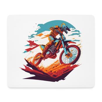 Motocross Offroad Biker Dirt Bike Racing Freestyle - Mousepad (Querformat) - Weiß - Vorne