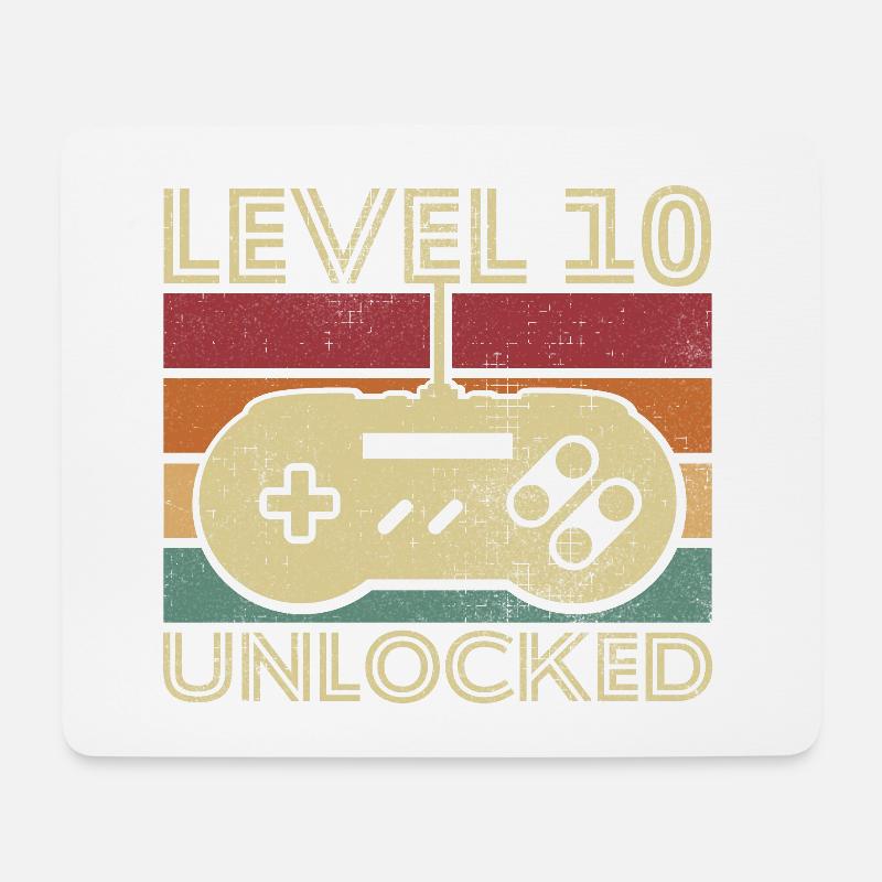 Level 10 unlocked Cadeau D anniversaire 10 ans - Tapis de souris (format paysage) - blanc